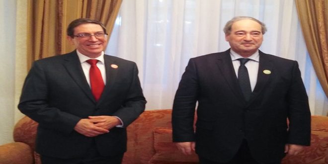 وزير الخارجية والمغتربين فيصل المقداد مع نظيره الكوبي برونو رودريغيز بارييا