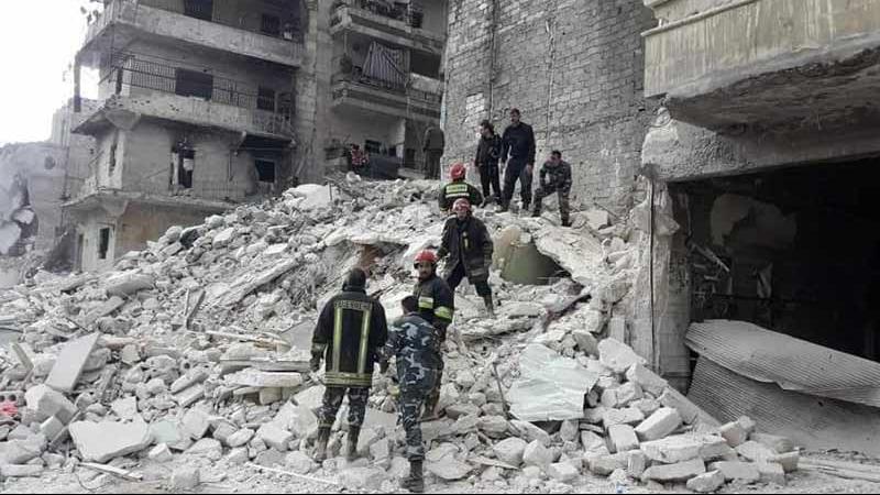 انهيار بناء في حلب
