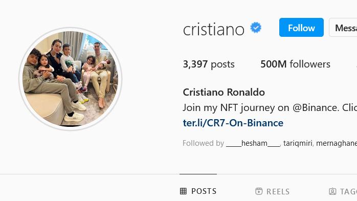 حساب كريستيانو رونالدو على انستغرام