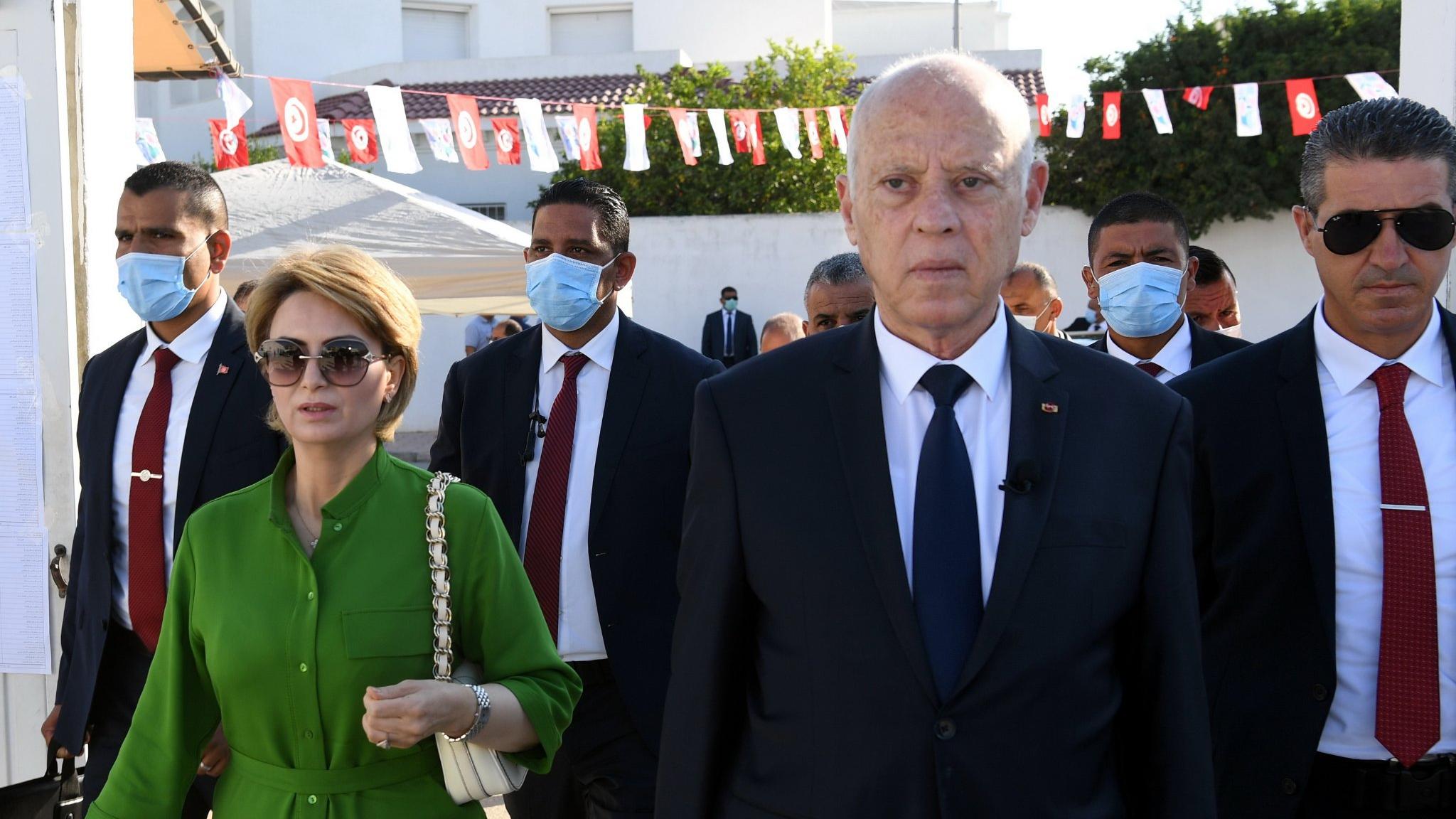 الرئيس التونسي قيس سعيد والسيدة الأولى 