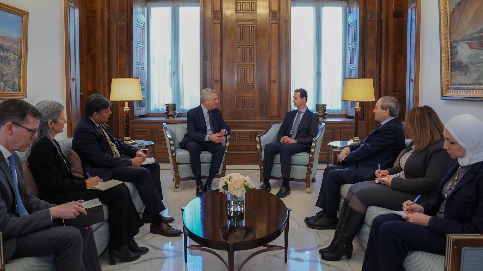 الرئيس الأسد وغراندي يبحثان آثار الزلزال والحرب على سورية