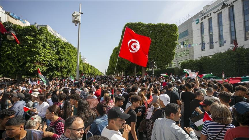 مسيرة حاشدة في تونس تضامناً مع الشعب الفلسطيني